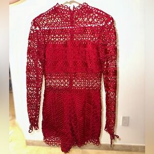 SAYLOR Lace Pattern Crew Neck Romper